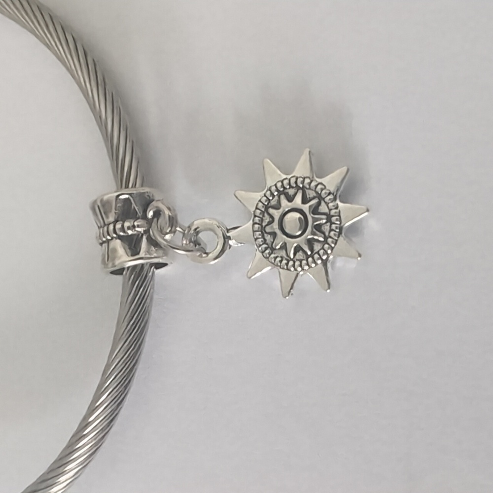 Silver Sun Dangle Charm for Pandora Style Bracelet